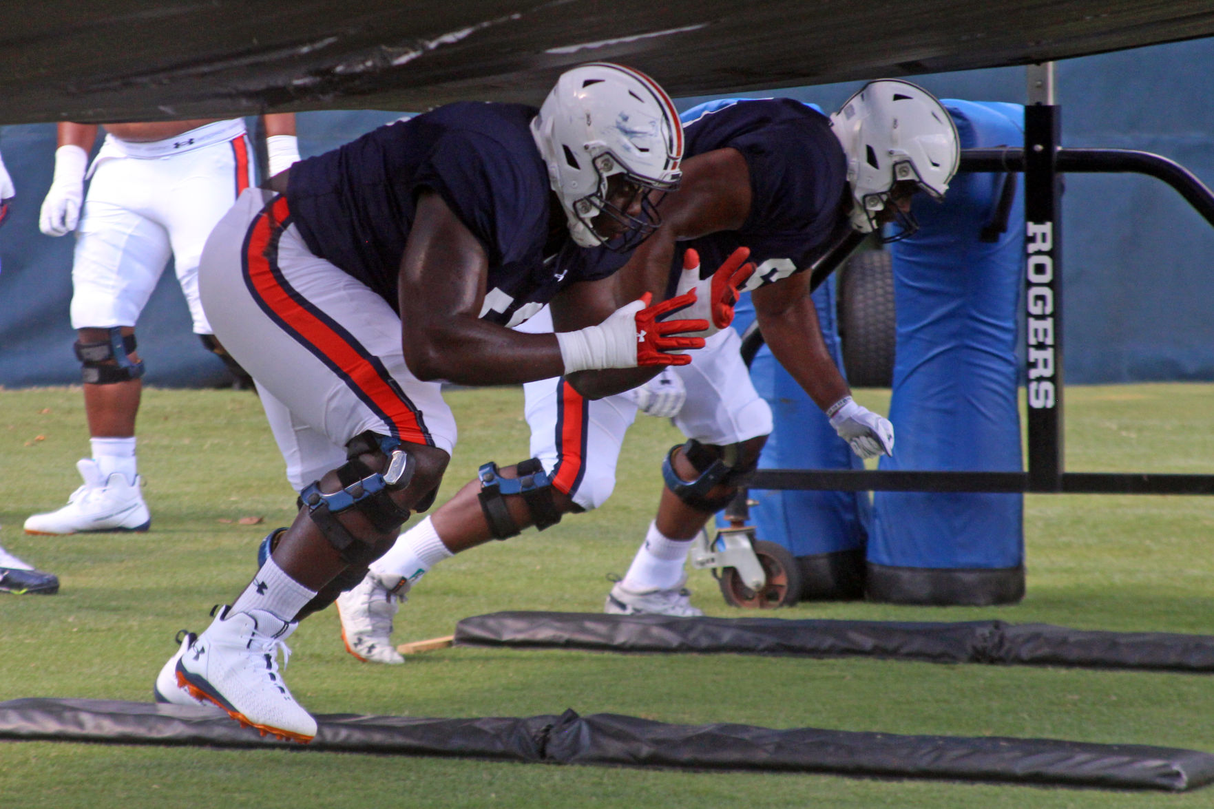 Auburn football practice on the first day of full pads